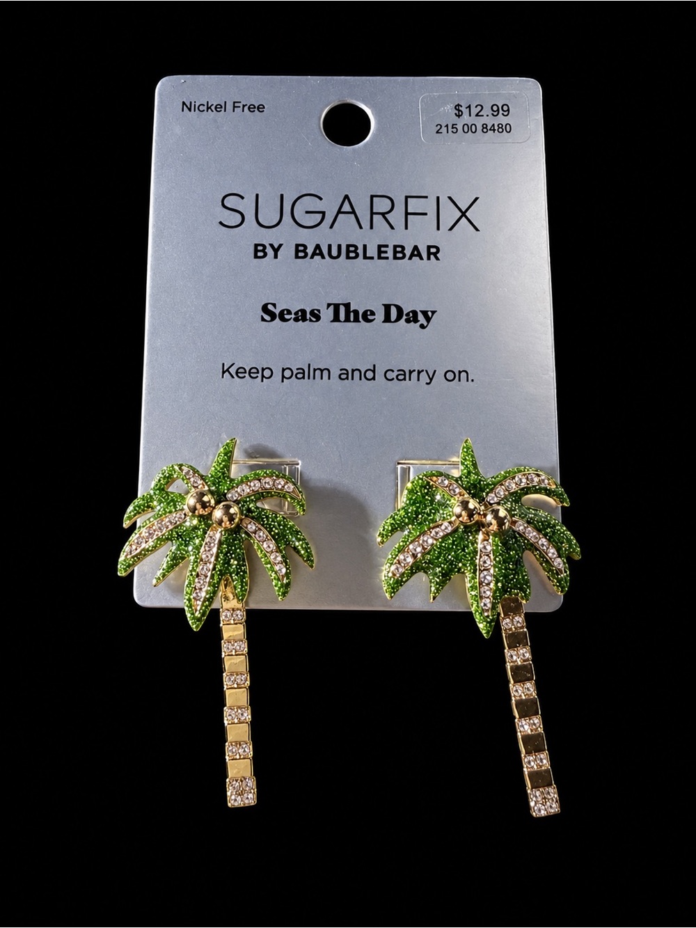 Sugarfix by BaubleBar Seas the Day Green Palm Tree Drop Earrings